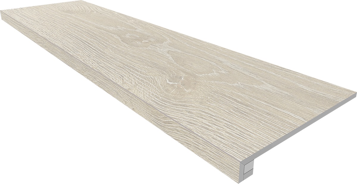 KW00 Kraft Wood Nordic: ступень 330x1200 (прямоуг. бортик) без насечек+подступенок 145x1200 структур. белый