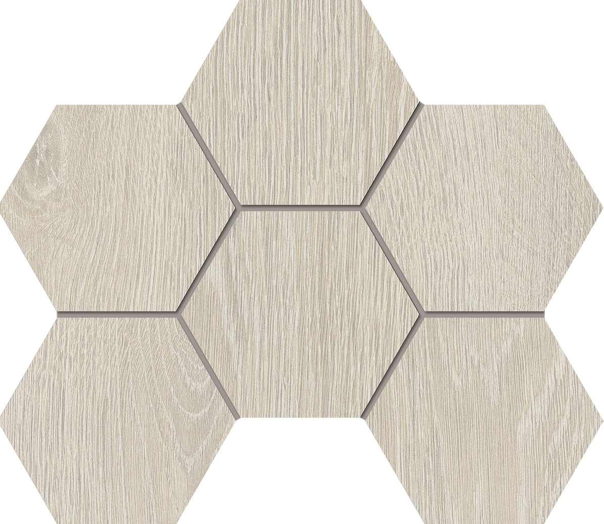 KW00 Kraft Wood Nordic Hexagon 250x285 структурированный белый мозаика