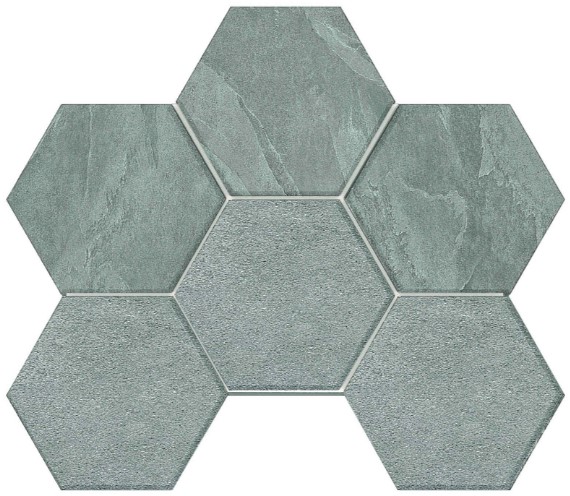 LN02/TE02 Luna Grey Hexagon 250x285 неполированный серый мозаика